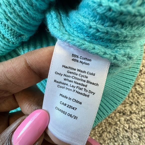 Talbots Turquoise Blue Cable Knot Full Sleeve Sweater/pull Over In Size M - Picture 6 of 6